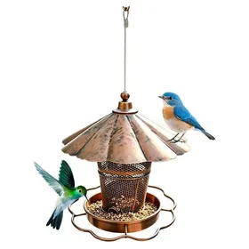 Comparer les prix de Mangeoire à oiseaux à suspendre en métal - Hauteur réglable de 30 à 45 cm - Mangeoire