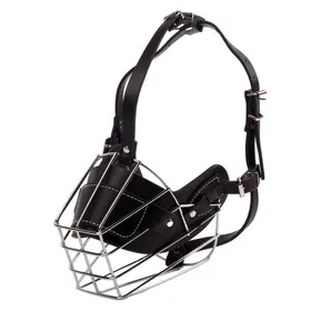 Meilleurs prix pour Muselière pour chien, panier en métal pour le visage, laisse en cuir réglable et respirante pour la bouche du chien
