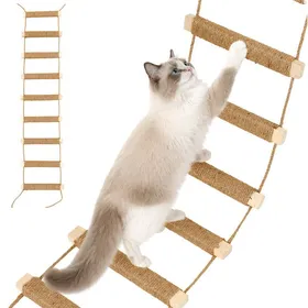 Comparer les prix de Échelle pour chat 108 cm montage muralpont descalade en sisal 3 en 1 et hamac en bois massifplanches à gratter pliable en jute