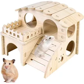 Comparer les prix de Cage pour Hamster Hamster Maison dangle en bois 2 tages pour hamster Dcoration pour hamster couleurs multiples ACCESSOIRE DE CAGE