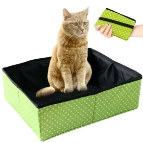 Comparer les prix de Bac à Litière pour Chat Pliable Portable Litière de Voyage pour Chat Boîte à Litière Pliable pour Chats avec Animaux L(Vert)