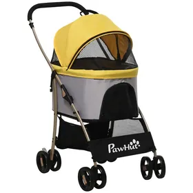 Meilleurs prix pour Poussette pour chien 2-en-1 trolley pour chien & sac de transport buggy pour chien pliable avec coussin 4 roues