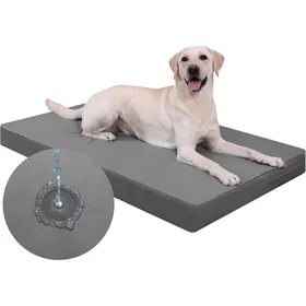 Meilleurs prix pour Panier orthopédique pour chien - JOZSI -Panier Chien Déhoussable Lavable Coussin Cuir Synthétique Confortable 88X55X7Cm Gris Foncé