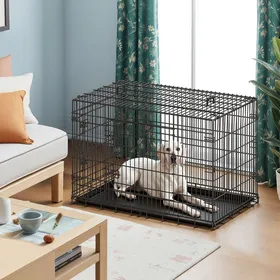 Comparer les prix de Cage pour Chien 2 Portes Robuste pour Intérieur 1221 x 746 x 806 cm Noir