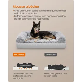 Meilleurs prix pour Panier  Taille XL pour Chiens de Taille Moyenne et Grande en Mousse Alvéolée avec Housse Amovible Lavable Gris Ombré