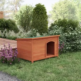 Meilleurs prix pour Niche pour chien  en bois 100x655x68 cm couleur orange - Maison de jardin robuste et confortable pour grand chien