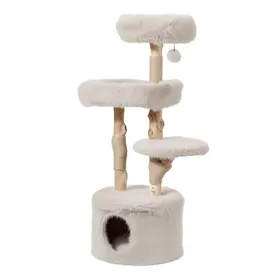 Comparer les prix de Fudajo Forest Tree arbre à chat de 137 cm couleur naturelle aspect bois avec maison pour chat lits pour chat et balle de jeu
