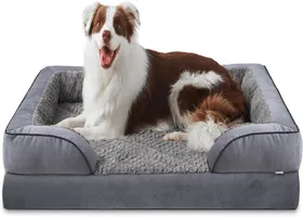Comparer les prix de Grand Lit Orthopédique Pour Chien,Lavable,Avec Structure En Nid D'Abeille Et Doublure Imperméable Amovible En Mousse(Gris Clair)