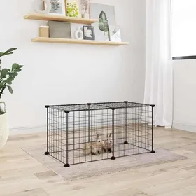 Meilleurs prix pour Automne/hiver Extérieur cage - montage simple - Cage animaux de compagnie à 8 panneaux Noir 35x35cm Acier DEC3916286