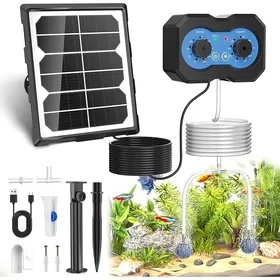 Comparer les prix de Aérateur de Bassin Solaire avec Batterie 2200mAh 146 Modes Réglables Pompe à oxygène Solaire pour Petit Etang Aquarium Bulleur