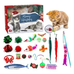 Comparer les prix de Calendrier de lAvent pour chat Kit de jouets interactifs pour chat Fausse boule de cloche de souris en forme de poisson cadeau