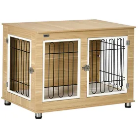 Comparer les prix de Plaque épaissieniche pour chien avec tablette cage et maison pour chien double porte avec coussin chêne idéal pour lintérieu