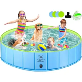 Meilleurs prix pour Piscine Pour Chien120X30CmPiscine EnfantPiscine PliableBaignoire Chien Portable Et Antidérapant Avec Brosse De BainVanne De