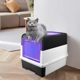 Comparer les prix de B.LIVEM Bac à litière noir avec couvercle XXL, Tiroir et pelle, anti-odeur, Maison de Toilette pour Chat, 48*35*36cm
