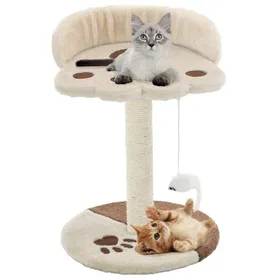 Meilleurs prix pour Arbre à chat avec griffoir en sisal - VIDAXL - 40 cm - Beige et Marron - 30x30x40 cm - Peluche douce - Corde en sisal