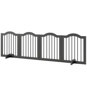 Meilleurs prix pour Barrière De Sécurité Pour Chien Noire 208 x 29.5 x 61 cm Autoportante Pliable 4 Panneaux Avec Pieds Intérieur Extérieur