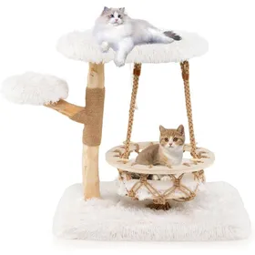 Meilleurs prix pour GOPLUS Arbre à Chat 66 CM en Bois de Poirier Griffoir Jute Coussin Amovible & Lavable Beige (Hauteur 66CM)