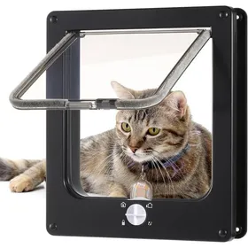 Comparer les prix de Chatière silencieuse pour chat avec serrure 4 voies résiste intempéries pour bois UPVC noir taille L