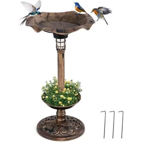 Comparer les prix de GOPLUS Mangeoire Oiseaux Exterieur avec Lumière Solaire Abreuvoir doiseaux Hauteur 76 CM Laiton