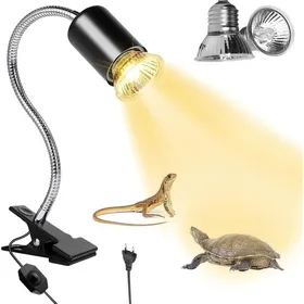 Meilleurs prix pour Lampe chauffante pour tortues avec pince 50W pour terrariums reptiles 2 ampoules UVB pour tortues lézards araignées