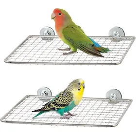 Meilleurs prix pour Lot de 2 perchoirs à oiseaux en acier inoxydable pour cage - Grille ouverte - Facile à nettoyer - Perchoirs pour perruches