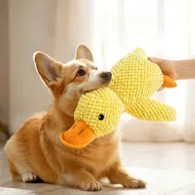 Comparer les prix de Jouet interactif chien Canard en peluche 25 cm – Sonore résistant anti-stress format petit