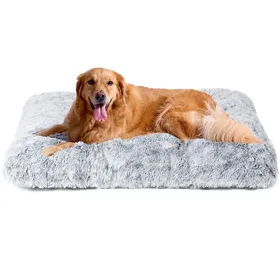 Comparer les prix de Panier Chien Anti Stress Antidérapant Lavable Moelleux Coussin Lit Grand 104x68cm Gris Tapis Chien