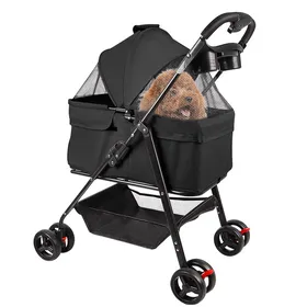 Meilleurs prix pour Poussette détachable 3 en 1 - Pliable - Grand espace - Noir - Poussette pour chien et chat 50*65*99cm-XJING