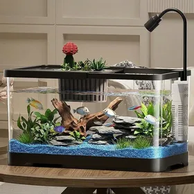 Meilleurs prix pour Kit de démarrage pour aquarium de 5 5 gallons avec filtre et lumière 10 réservoirs en plastique pour poissons rouges betta