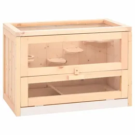 Comparer les prix de Enclos - Cage à hamster 60x35,5x42 cm bois massif de sapin SS00294007
