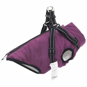 Comparer les prix de （ON SALE)Manteau pour chien - Coupe-vent et résistant à leau - avec harnais Violet L Fleece et Polyester @FR1232929