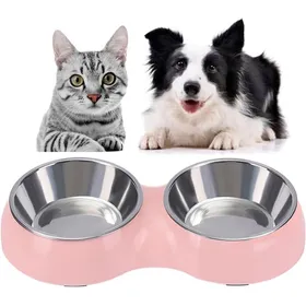 Meilleurs prix pour Gamelle 2 en 1 en acier inoxydable pour chien et chat - Gamelle multifonction pour nourriture et eau - Rose
