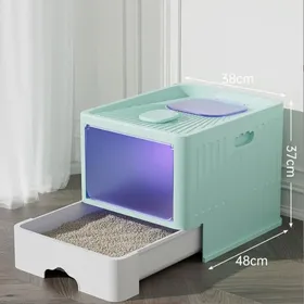 Meilleurs prix pour Maison pour Chat Anti-odeurs Bac à Litière avec Couvercle Tiroir et Pelle à Litière Stérilisationvert HUOLE