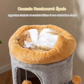 Comparer les prix de GIANTEX Tonneau Griffoir Chat à 3 Étages Ø 48 x 83 CM Niches Rembourrées 2 Grottes 2 Poteaux en Forme de Cactus