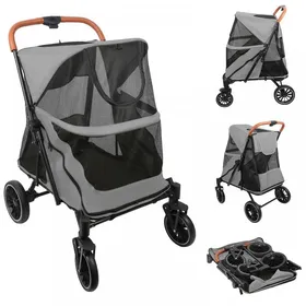 Meilleurs prix pour JEOBEST Poussette pour Animaux - Chariot Grand Chien Pliable - Pliage en un Clic - 50×73×108cm - Capacité de charge 30 kg - Gris