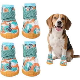 Meilleurs prix pour Lot de 4 chaussures pour petits chiens bottes été respirantes avec semelle en caoutchouc antidérapan PROTECTION DES PATTES -GUETRES
