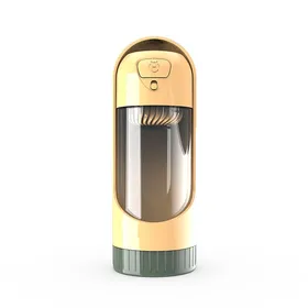 Meilleurs prix pour Bouteille deau portable pour chien - Phoesky - 300 ml - Bol à boire intégré - Distributeur de nourriture - Jaune