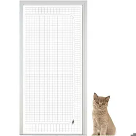 Comparer les prix de Porte Moustiquaire Anti-Fugue pour Chats Filet De Protection À Fermeture Éclair Accessoires pour Animaux pour Salon Femeo