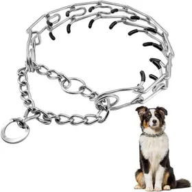 Meilleurs prix pour Collier de Dressage Rglable pour Chien Acier Inoxydable avec Embout en Caoutchouc Argent-L YYV