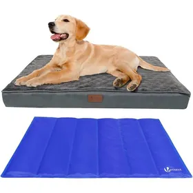 Comparer les prix de Coussin pour Chien Dehoussable en Mousse avec Tapis Refraichissant 2 en 1 Matelas Lit Lavable et Tapis de Refroidissement 76x51x9cm