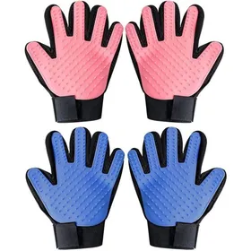 Meilleurs prix pour 2 paires de gants de toilettage pour animaux brosse gants pour poils courts et longs bleu clairrouge YYV