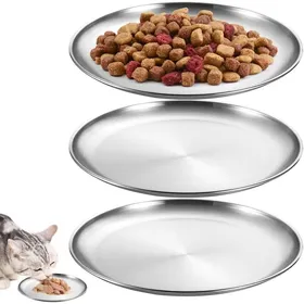 Meilleurs prix pour 3 gamelles Plates en Acier Inoxydable pour Chat 14 cm Ecuelle Chat avec de Larges Moustaches Facile à Nettoyer