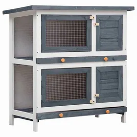 Comparer les prix de Clapier dextérieur 4 portes - vidaXL - bois de sapin massif - gris et blanc - 38 x 77 x 795 cm - résistante aux intempéries fgw91t