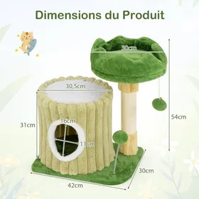Meilleurs prix pour GIANTEX Petit Arbre à Gratter pour Chats Tour pour Chats à 2 Niveaux avec Maison Plateforme Capitonnée Poteau en Sisal