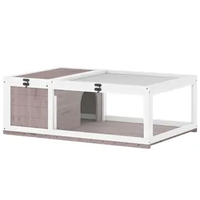 Comparer les prix de Maison de tortue en bois - 91x605x32 cm - Marron - Design à deux pièces - Bois dépicéa - Fenêtres en verre