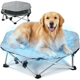 Comparer les prix de Tapis Rafraichissant Chien avec Lit Chien Sureleve Rafraîchissant Panier Chien Pliable Portable Respirant Taille XL 97x90x20cm
