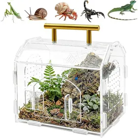 Comparer les prix de Terrarium à InsectesVivariumTerrarium en Acrylique avec Fermeture magnétiquePortableboîte alimentation pour PERCHOIR