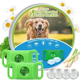Meilleurs prix pour Médaille naturelle pour chien contre les puces et les tiques – Lot de 2 pendentifs de collier imperméables avec 4 recharges
