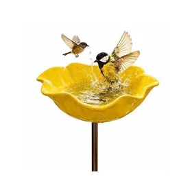 Meilleurs prix pour Mangeoire à Oiseaux Forme Fleur Jaune - Bac à Eau pour Jardin - Ø 15 cm H 65 cm