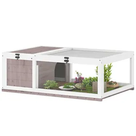 Meilleurs prix pour Enclos pour Tortue en Bois avec Toit Ouvrant Maisonnette pour Reptiles 91 x 605 x 32 cm - Marron